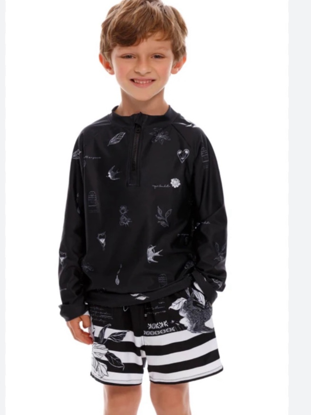 Agua Bendita Matching Black and White Swim Set. 4T